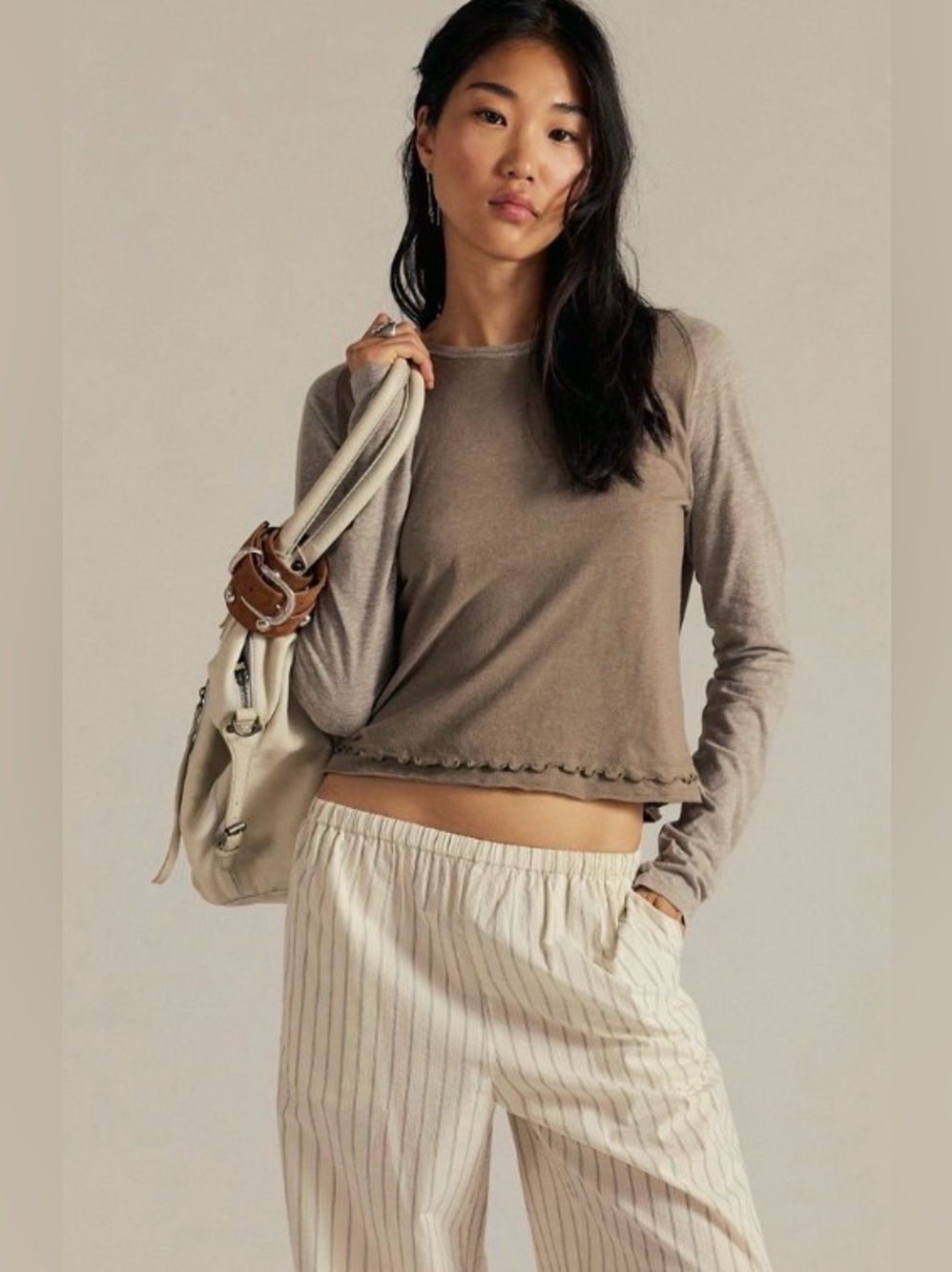 Free People We The Free Deja Vu Long Sleeve. NWOT. Neutral combo